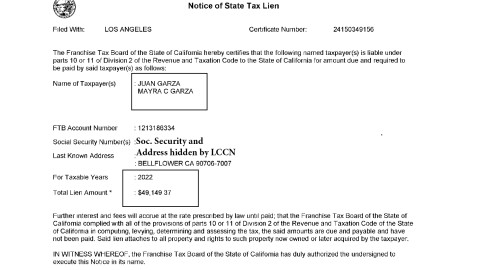 State Tax Agency Files a $49,000 Lien on Home of Central Basin Director Juan Garza